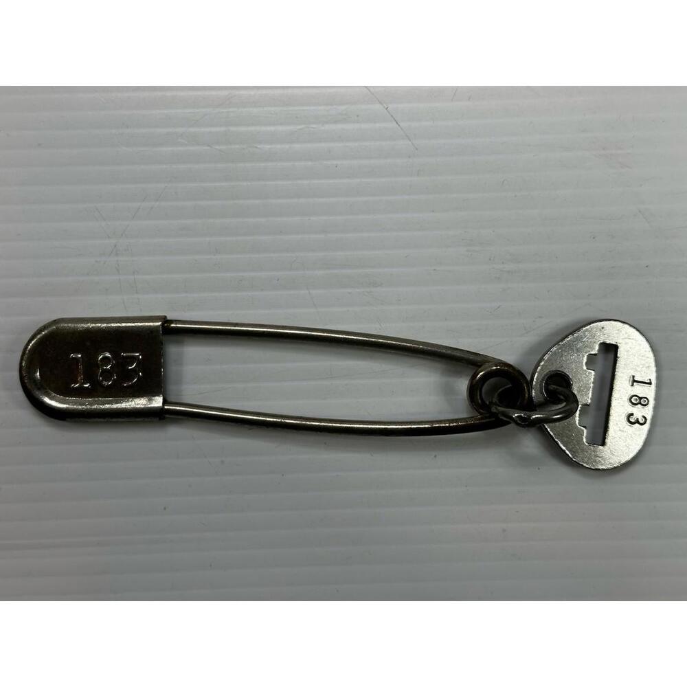 Vintage 5” Key Tag Large Metal Safety Pin Military Laundry 183‎